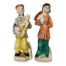 Vintage Made in Japan Asian Figurines – Musician &amp; Fan Dancer Pair, Hand... - $425.22 MXN