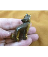 Y-COY-ST-556) Brown COYOTE gemstone carving FIGURINE stone gem love baby... - $27.73 CAD