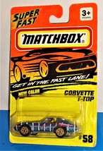 Matchbox SuperFast 1994 Release #58 Corvette T-Top Mtflk Green w/ Gold W... - $4.95
