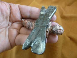 Y-DRAG-400) gray DRAGONFLY fly figurine BUG carving SOAPSTONE PERU drago... - $17.53