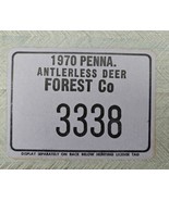 1970 Penna Antlerless Deer 3338 Forest Co Cardboard Hunting License Penn... - £20.29 GBP