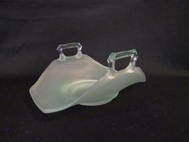 Satin Light Green Depression Glass Rolled Basket  - Handled Rolled Octagon Plate - £5.85 GBP