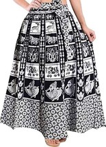 Women Wrap around skirt Jaipur Maxi 38&quot; Free Size upto 46&quot;-XXXL Black White EJT2 - £25.75 GBP