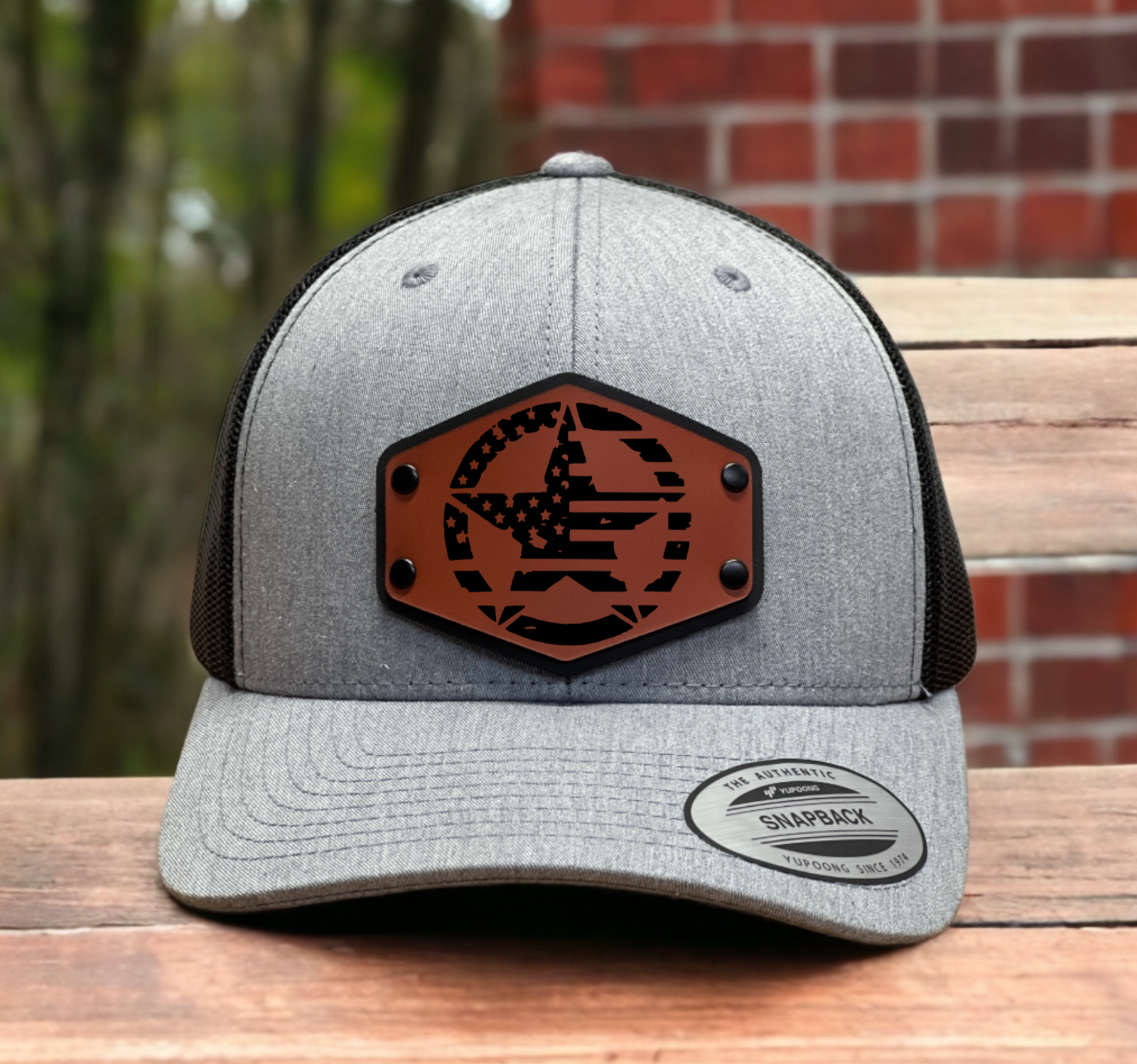 America Star Stripes USA Patriot Hat Cap with Wood Leather Patch - $27.99