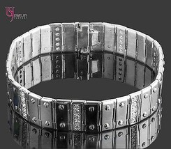 Men&#39;s Screw Link Genuine Diamond Bracelet 2.15 Carat 14k Solid White Gold 53g - £3,734.41 GBP