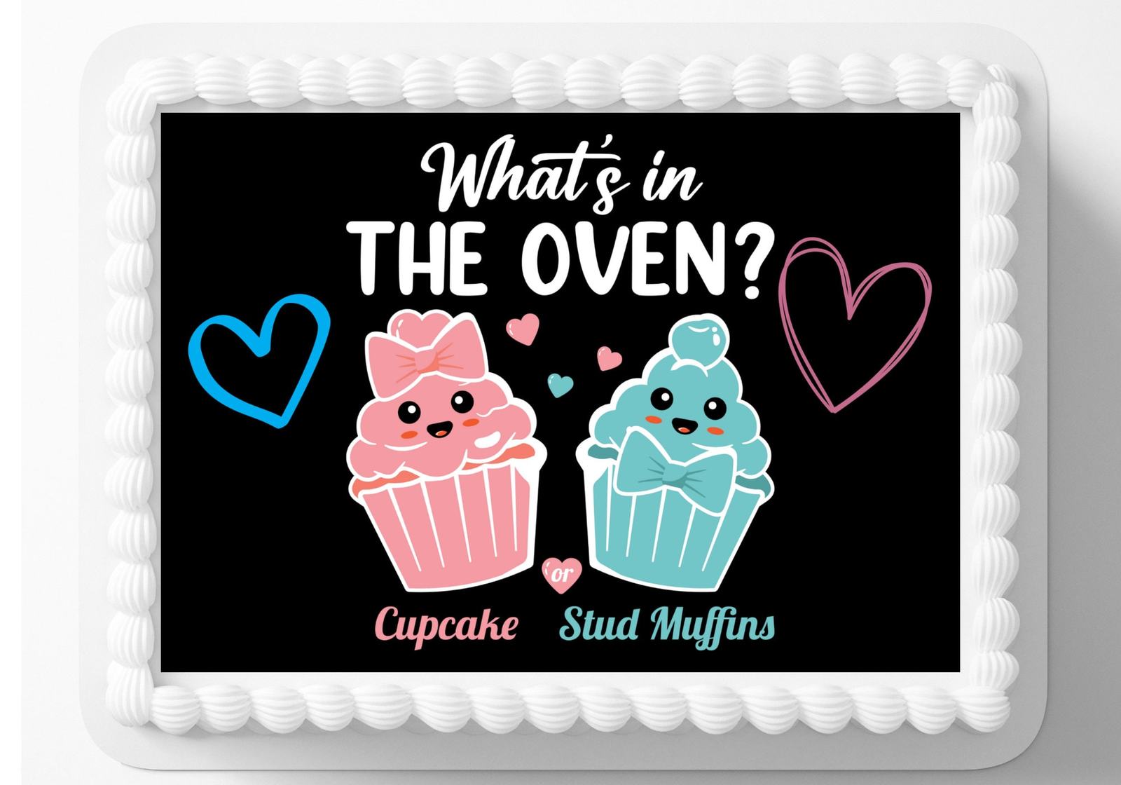 Gender Reveal Cupcake Or Stud Muffin Baby Shower Edible Image Birthday P... - $7.47