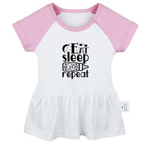 Eat Sleep Cute Repeat Funny Dresses Newborn Baby Princess Ruffles Infant... - £9.21 GBP