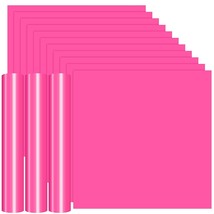 Pink Permanent Vinyl - 14 Pack 12 X 12 Pink Adhesive Vinyl, Neon Pink Vinyl For  - £15.71 GBP