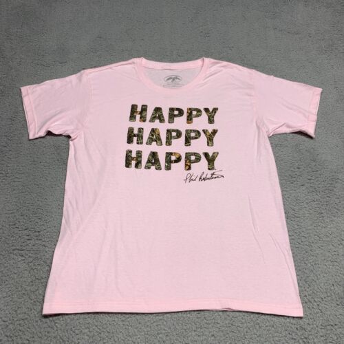 Duck Commander T Shirt Large Pale Pink Be Happy Happy Happy Phil Robertson - $9.50
