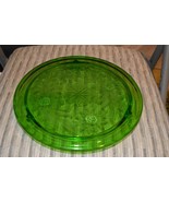 Jeanette Green Vaseline Depression Glass 10&quot; Sunflower Footed Cake Plate - $39.99