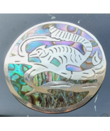 TAXCO VINTAGE 925 STERLING SILVER MOTHER OF PEARL CHAMELEON BROOCH PENDANT - $1,064.84 MXN