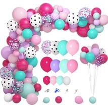 152Pcs Surprise Party Balloons Garland Arch Kit, Rose Red Aqua Blue White Polka  - £16.05 GBP
