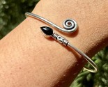 925 Sterling Silver Plated Natural Black Onyx Cuff Bangle, Bracelet Jewe... - £15.00 GBP
