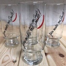 4 Vintage 80s Avon You Make me Smile Footed Tall Tumblers Glass Dishes Love Gift - £17.03 GBP