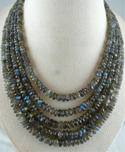 Fantastic Labradorite Beads Faceted Round 5 L 775 Cts Gemstone Silver Necklace - £228.52 GBP