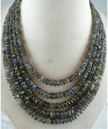 FANTASTIC LABRADORITE BEADS FACETED ROUND 5 L 775 CTS GEMSTONE SILVER NE... - $390.88 CAD