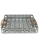 Set of Two Gray Rectangular Metal Handmade Serving Tray With Handles - $2,673.50 MXN