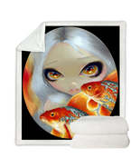 Jeweled Fish Silver and Gold Mermaid Art Throw Blanket - $55.90+