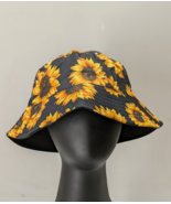 ELLA &amp; ELLY Black and Yellow Sunflower Reversible Bucket Hat Floral Cap ... - $267.42 MXN