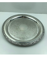 Silver 12&quot; Serving Tray Oneida Silverware. USA. Flower Pattern and a Rop... - $214.77 MXN