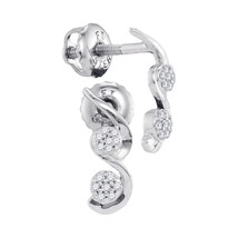 10k White Gold Womens Round Diamond Cradled Cluster Screwback Earrings 1/12 - £111.11 GBP