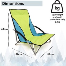 Folding Beach Chair With Padded Armrest | Outdoor Low Garden Chair  - £25.91 GBP