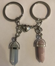 Magnetic Crystal Keyrings - One Rose Quartz And One Opalite - Best Friends - £13.43 GBP