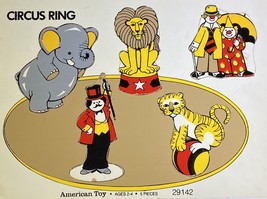 Vtg American Toy Wooden Puzzle ~ Circus Ring ~ 29412 ~ Elephant Lion Clowns - £6.74 GBP