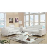 Celle 2 Pieces Modern Sofa Set Upholstered in White Faux Leather - £1,011.98 GBP