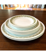 Vintage 14 Pcs Corelle by Corning Green Daisy Spring Blossom Dishes Plates - £73.48 GBP