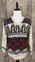Vintage Woolrich Hand Knit Sweater Men&#39;s Large Wool Blend V-Neck Pullover  - £21.77 GBP