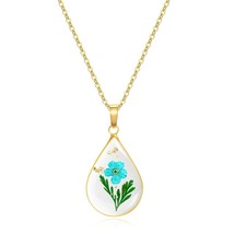 March Birth Flower Necklace for Women Daffodil Real Pressed Flower Necklace Hand - $37.66