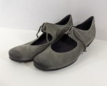 Ecco Mary Jane Comfort Shoes Size 8 Gray Leather Lace Up Preppy Heeled S... - $29.02