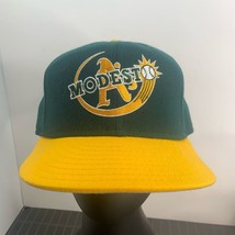 Vtg 90s Modesto A&#39;s California New Era 59/50 Baseball Wool Cap Hat USA 7... - $75.73