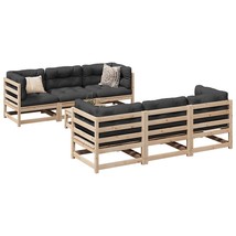  Patio Sofa Set Anthracite Solid Pine Wood Modular - $33,136.95 MXN
