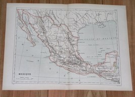 1887 Original Antique Map Of Mexico - £15.62 GBP