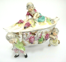 Antique Victorian Classical Lidded Dish Gentlemen Carrying Bowl w Figura... - £14.76 GBP