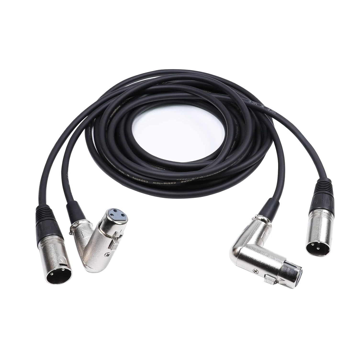 4 Feet Pack Of 2 Xlr Male To Right Angle Female Cable - 2Pcs 4Ft. 3 Pin ... - $39.92