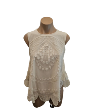CHLOE  Ivory Embroidered Tulle Sleeveless Top - Size 38 - £348.74 GBP