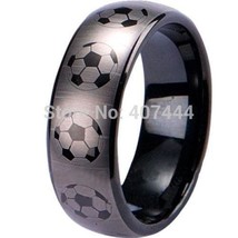 DHG World, 8mm, Grey, Tungsten Carbide, Football / Soccer Theme Ring - U... - £33.56 GBP