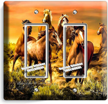 Wild Prairie Horses Beautiful Southwest Sunset 2 Gfi Light Switch Plate Hd Decor - £9.47 GBP