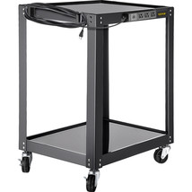 VEVOR Steel AV Cart 150 LBS Media Cart 26&quot; Presentation Cart w/ Power Strip - £89.51 GBP