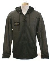 Harley Davidson Vintage Black Slim Fit Zip Front Hoodie Sweat Jacket Men&#39;s NWT - £79.41 GBP
