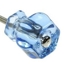 Set Of 6 Ice Blue Glass Depression Cabinet Knobs Light Blue Vintage Rest... - £25.26 GBP