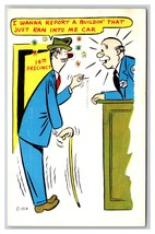 Comic Drunk Man Reports An Accident to Police UNP Chrome Postcard Y16 - $3.91