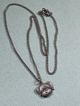 Dainty Silvertone Chain w Small Sheep Dog Doggy Head Pendant Necklace - chain is - £10.26 GBP