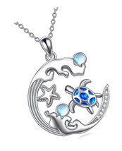 Whale Sea Turtle Necklace for Women Girls Sterling - £89.36 GBP