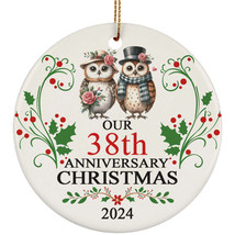 Cute Owl Bird Couple Love 38th Anniversary 2024 Ornament Gift 38 Years Christmas - £11.83 GBP