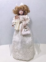 Dillards Trimmings Vintage 90&#39;s Victorian Doll Holding Baby &amp; Purse Ornament - £10.33 GBP