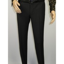 Men's MONO Turkey Slacks 100% Wool Plain Front Slim Fit 2502-01 Black image 2